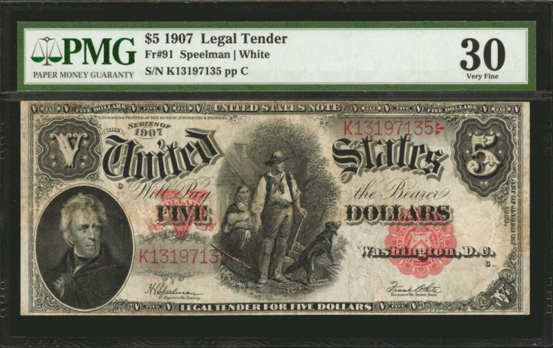 Legal Tender Notes

Fr. 91. 1907 $5 Legal Tender Note. PMG Very Fine 30.

A ...