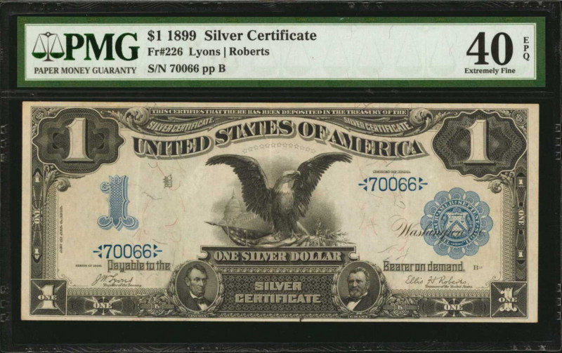 Silver Certificates

Fr. 226. 1899 $1 Silver Certificate. PMG Extremely Fine 4...