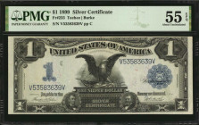 Silver Certificates

Fr. 233. 1899 $1 Silver Certificate. PMG About Uncirculated 55 EPQ.

Fully original paper is found on this Black Eagle Ace, w...