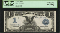Silver Certificates

Fr. 236. 1899 $1 Silver Certificate. PCGS Currency Very Choice New 64 PPQ.

A nearly Gem example of this Black Eagle Silver C...