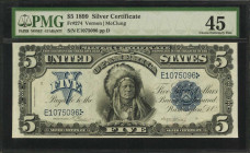 Silver Certificates

Fr. 274. 1899 $5 Silver Certificate. PMG Choice Extremely Fine 45.

Bright paper and dark blue overprints are found on this m...