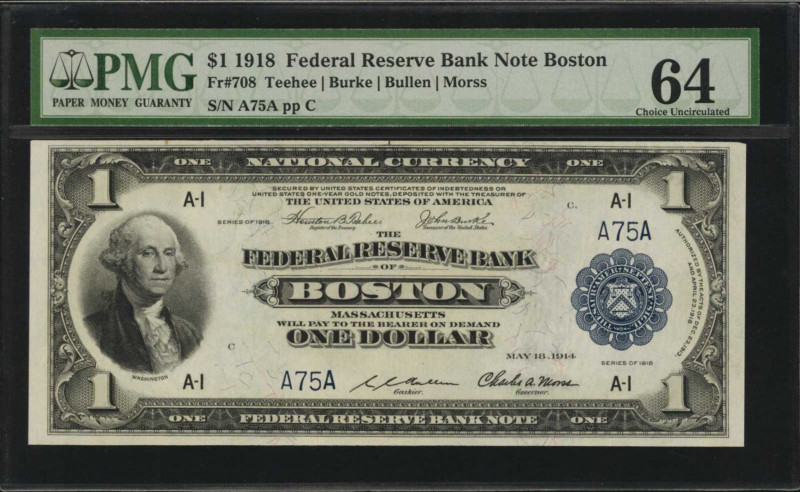 Federal Reserve Bank Notes

Fr. 708. 1918 $1 Federal Reserve Bank Note. Boston...