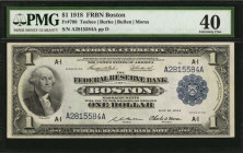 Federal Reserve Bank Notes

Fr. 708. 1918 $1 Federal Reserve Bank Note. Boston. PMG Extremely Fine 40.

An attractive example of this Green Eagle ...