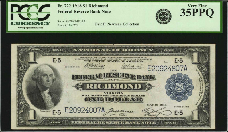 Federal Reserve Bank Notes

Fr. 722. 1918 $1 Federal Reserve Bank Note. Richmo...