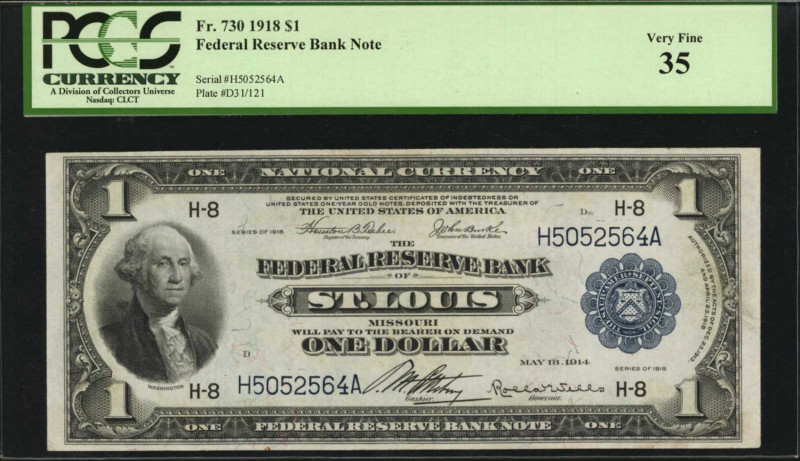 Federal Reserve Bank Notes

Fr. 730. 1918 $1 Federal Reserve Bank Note. St. Lo...