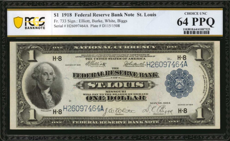 Federal Reserve Bank Notes

Fr. 733. 1918 $1 Federal Reserve Bank Note. St. Lo...
