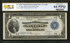Federal Reserve Bank Notes

Fr. 733. 1918 $1 Federal Reserve Bank Note. St. Louis. PCGS Banknote Choice Uncirculated 64 PPQ.

A nearly Gem example...