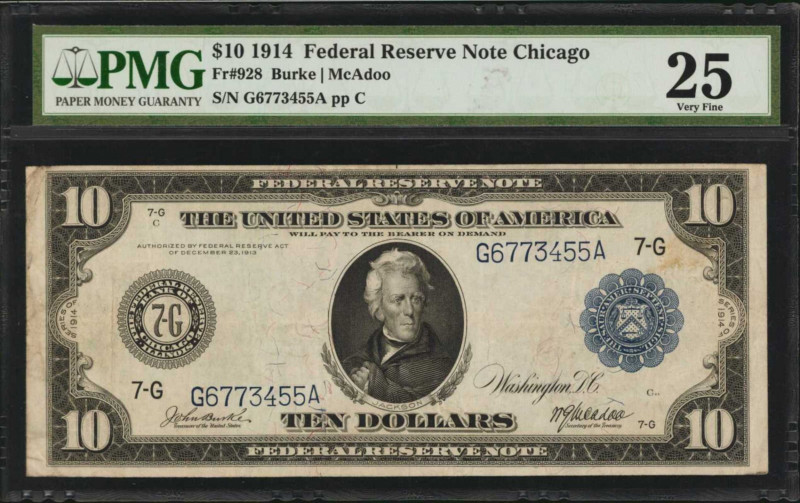 Federal Reserve Notes

Fr. 928. 1914 $10 Federal Reserve Note. Chicago. PMG Ve...
