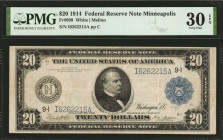 Federal Reserve Notes

Fr. 999. 1914 $20 Federal Reserve Note. Minneapolis. PMG Very Fine 30 EPQ.

This Minneapolis Twenty has earned PMG's covete...