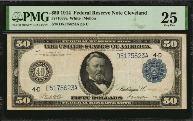 Federal Reserve Notes

Fr. 1039a. 1914 $50 Federal Reserve Note. Cleveland. PM...