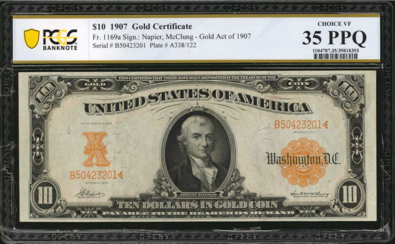Gold Certificates

Fr. 1169a. 1907 $10 Gold Certificate. PCGS Banknote Choice ...