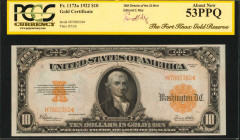 Gold Certificates

Fr. 1173a. 1922 $10 Gold Certificate. PCGS Currency About New 53 PPQ.

This Gold Certificate has been encapsulated in a special...