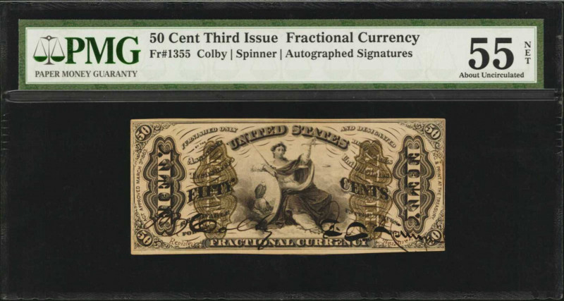 Third Issue

Fr. 1355. 50 Cent. Third Issue. PMG About Uncirculated 55 Net. Mi...