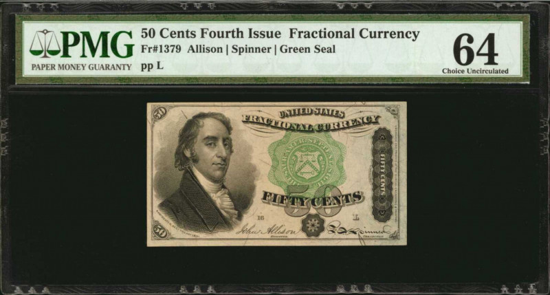 Fourth Issue

Fr. 1379. 50 Cent. Fourth Issue. PMG Choice Uncirculated 64.

...