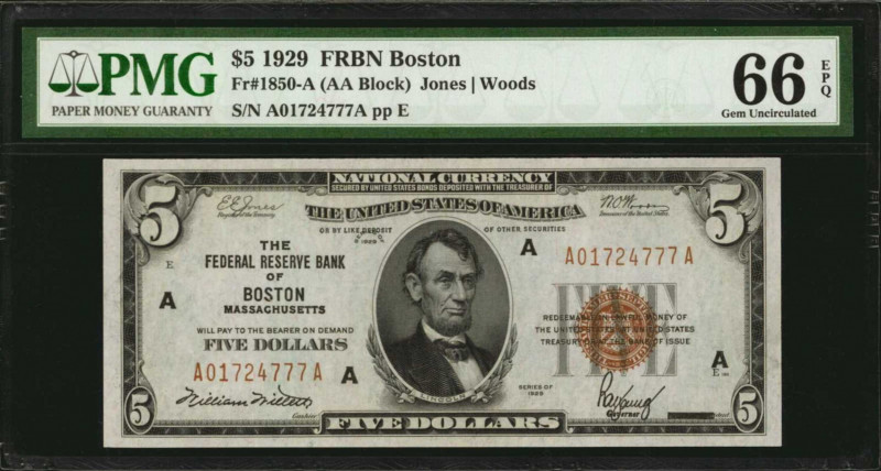 Federal Reserve Bank Notes

Fr. 1850-A. 1929 $5 Federal Reserve Bank Note. Bos...