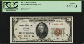 Federal Reserve Bank Notes

Fr. 1870-G. 1929 $20 Federal Reserve Bank Note. Chicago. PCGS Currency Gem New 65 PPQ.

Impressive embossing, bright p...