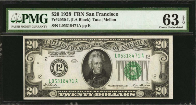 Federal Reserve Notes

Fr. 2050-L. 1928 $20 Federal Reserve Note. San Francisc...