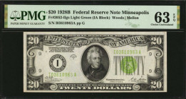 Federal Reserve Notes

Fr. 2052-Ilgs. 1928B $20 Federal Reserve Note. Minneapolis. PMG Choice Uncirculated 63 EPQ.

An attractive Minneapolis $20 ...