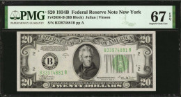 Federal Reserve Notes

Fr. 2056-B. 1934B $20 Federal Reserve Note. New York. PMG Superb Gem Uncirculated 67 EPQ.

A highly attractive Superb Gem o...