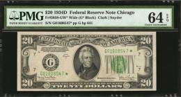 Federal Reserve Notes

Fr. 2058-GW*. 1934D $20 Federal Reserve Star Note. Wide. Chicago. PMG Choice Uncirculated 64 EPQ.

PMG has graded just seve...