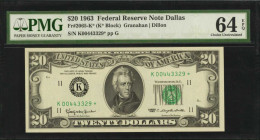 Federal Reserve Notes

Fr. 2065-K*. 1963 $20 Federal Reserve Star Note. Dallas. PMG Choice Uncirculated 64 EPQ.

A nearly Gem example of this repl...