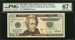 Federal Reserve Notes

Fr. 2095-FSOI. 2009 $20 Federal Reserve Note. Atlanta. PMG Superb Gem Uncirculated 67 EPQ. Low Serial Number.

SOI press. A...