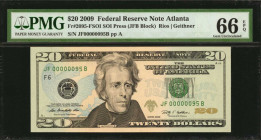 Federal Reserve Notes

Fr. 2095-FSOI. 2009 $20 Federal Reserve Note. Atlanta. PMG Gem Uncirculated 66 EPQ. Low Serial Number.

SOI press. Wide mar...