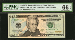 Federal Reserve Notes

Fr. 2095-FSOI. 2009 $20 Federal Reserve Note. Atlanta. PMG Gem Uncirculated 66 EPQ. Low Serial Number.

SOI press. A low tw...