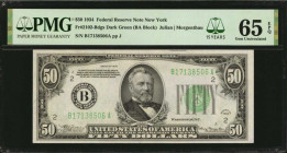 Federal Reserve Notes

Fr. 2102-Bdgs. 1934 $50 Federal Reserve Note. New York. PMG Gem Uncirculated 65 EPQ.

Dark green seal variety. Creamy white...
