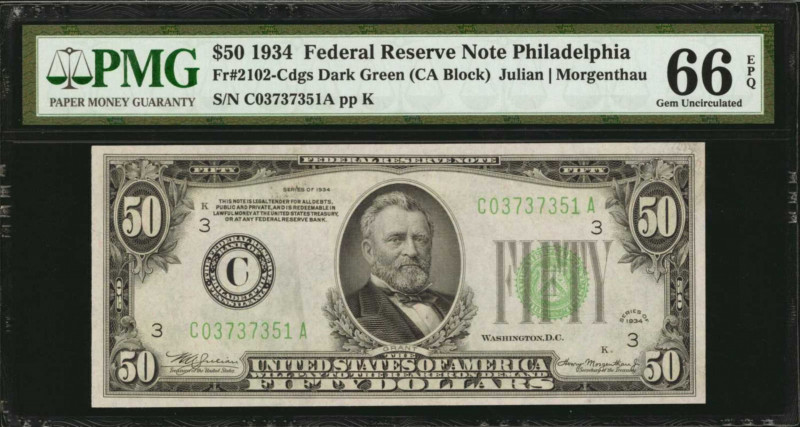 Federal Reserve Notes

Fr. 2102-Cdgs. 1934 $50 Federal Reserve Note. Philadelp...