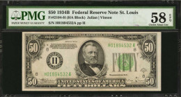 Federal Reserve Notes

Fr. 2104-H. 1934B $50 Federal Reserve Note. St. Louis. PMG Choice About Uncirculated 58 EPQ.

This St. Louis $50 has earned...