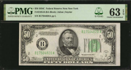 Federal Reserve Notes

Fr. 2105-B. 1934C $50 Federal Reserve Note. New York. PMG Choice Uncirculated 63 EPQ.

Fully original paper is noticed on t...