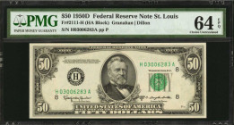 Federal Reserve Notes

Fr. 2111-H. 1950D $50 Federal Reserve Note. St. Louis. PMG Choice Uncirculated 64 EPQ.

A nearly Gem example of this St. Lo...