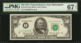Federal Reserve Notes

Fr. 2118-I. 1974 $50 Federal Reserve Note. Minneapolis. PMG Superb Gem Uncirculated 67 EPQ.

One of the scarcer districts f...