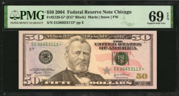 Federal Reserve Notes

Fr. 2128-G*. 2004 $50 Federal Reserve Star Note. Chicago. PMG Superb Gem Uncirculated 69 EPQ.

A nearly perfect grade is fo...