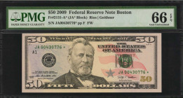 Federal Reserve Notes

Fr. 2131-A*. 2009 $50 Federal Reserve Star Note. Boston. PMG Gem Uncirculated 66 EPQ.

Pack fresh appeal stands out on this...