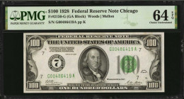 Federal Reserve Notes

Fr. 2150-G. 1928 $100 Federal Reserve Note. Chicago. PMG Choice Uncirculated 64 EPQ.

A numerical FRN seen here from the Ch...
