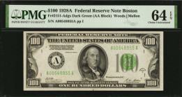 Federal Reserve Notes

Fr. 2151-Adgs. 1928A $100 Federal Reserve Note. Boston. PMG Choice Uncirculated 64 EPQ.

A nearly Gem example of this dark ...