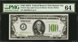 Federal Reserve Notes

Fr. 2151-Jlgs. 1928A $100 Federal Reserve Note. Kansas City. PMG Choice Uncirculated 64.

PMG has graded a scant 13 example...