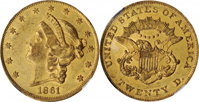 Liberty Head Double Eagle

1861 Liberty Head Double Eagle. AU-55 (NGC).

PCG...