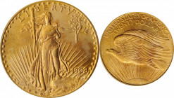 Saint-Gaudens Double Eagle

1908 Saint-Gaudens Double Eagle. No Motto. MS-65 (PCGS).

PCGS# 9142. NGC ID: 26F6.

Estimate: $2000