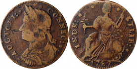 Connecticut Copper

1787 Connecticut Copper. Draped Bust Left. Very Fine.

PCGS# 370.

Estimate: $100