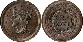Braided Hair Cent

1850 Braided Hair Cent. MS-65 BN (NGC).

PCGS# 1889. NGC ID: 226G.

Estimate: $600