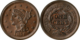 Braided Hair Cent

1851 Braided Hair Cent. MS-65 BN (NGC).

PCGS# 1892. NGC ID: 226H.

Estimate: $600