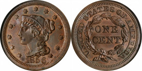 Braided Hair Cent

1856 Braided Hair Cent. N-7. Upright 5. MS-64 BN (NGC).

PCGS# 406182. NGC ID: 226N.

Estimate: $360