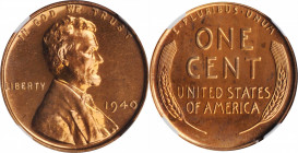 Lincoln Cent

1940 Lincoln Cent. Proof-66 RD (NGC).

PCGS# 3347. NGC ID: 22L7.

Estimate: $250