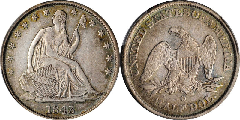 Liberty Seated Half Dollar

1843-O Liberty Seated Half Dollar. WB-9. Rarity-3....