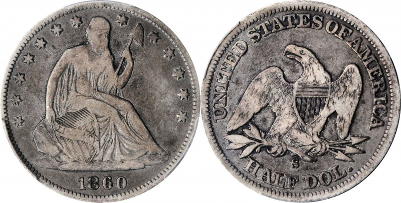 Liberty Seated Half Dollar

1860-S Liberty Seated Half Dollar. Fine-15 (PCGS)....