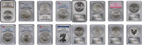 Silver Eagle

Lot of (8) Certified Silver Eagles.

Included are: 2000 Millennium Set, MS-68 (NGC); 2006-W MS-69 (PCGS); 2010 Breast Cancer Awarene...