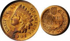 Mint Errors

1904 Indian Cent--Obverse Struck Thru--MS-64 RB (NGC).

Estimate: $150